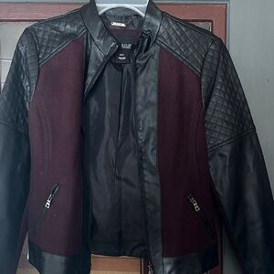 Black and Burgundy Bomber Jacket